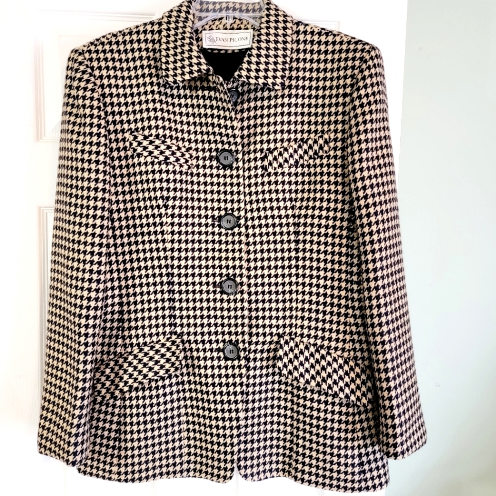 Vintage Evan Picone 80s Houndstooth Blazer 1980s professional jacket